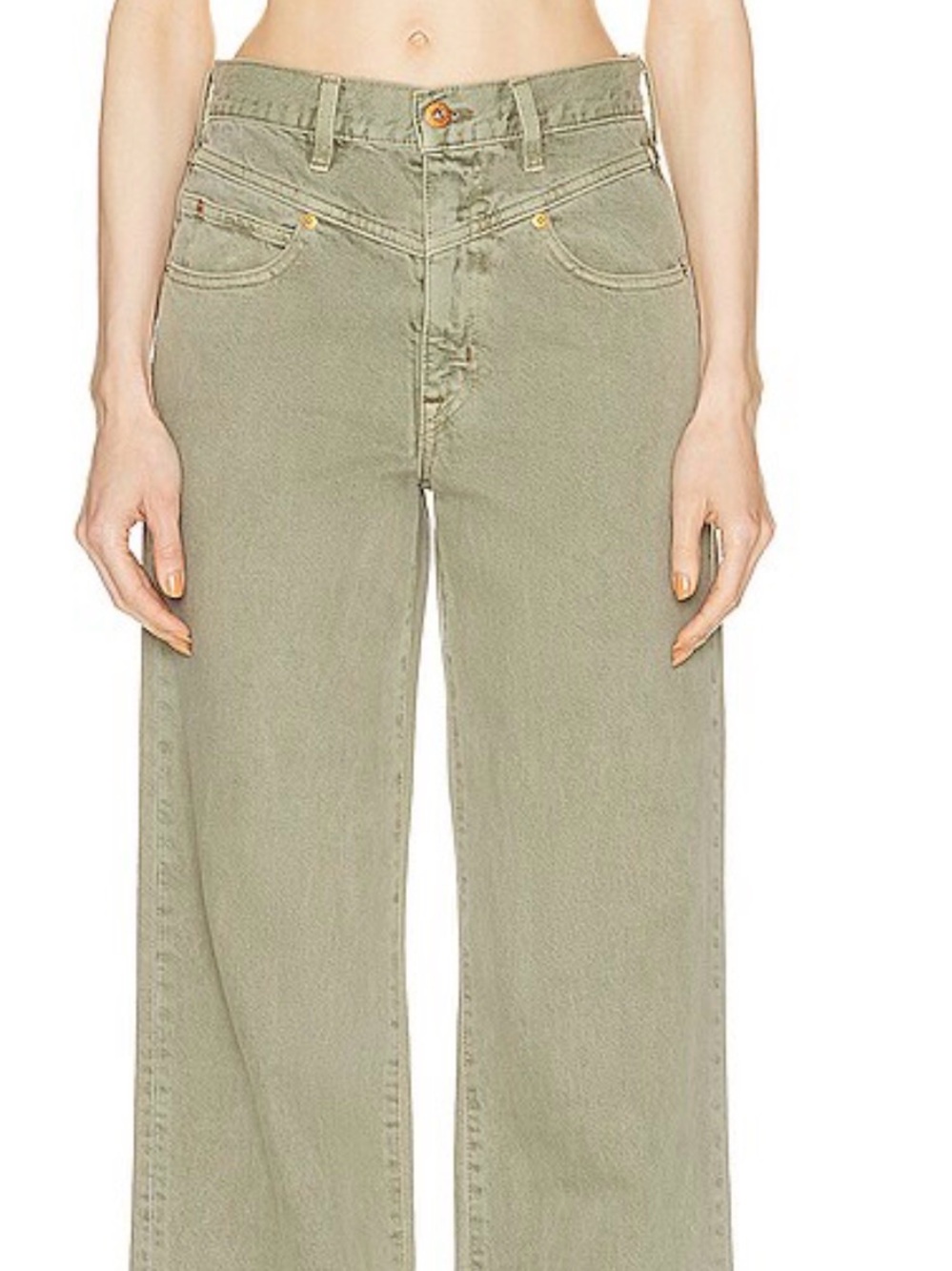 Slverlake double yoke Grace Wide Leg Jeans in Olive Green